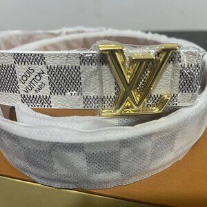Louis Vuitton White and Gold Belt